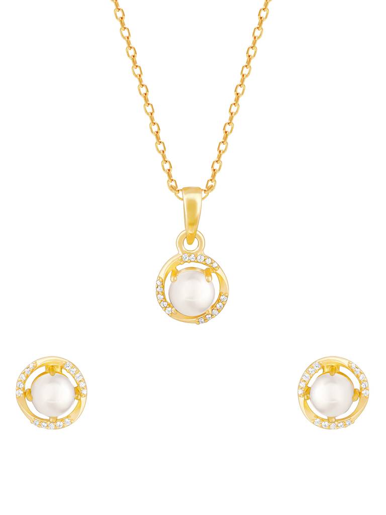 Giva 925 Sterling Silver Golden Gleaming Pearl Set