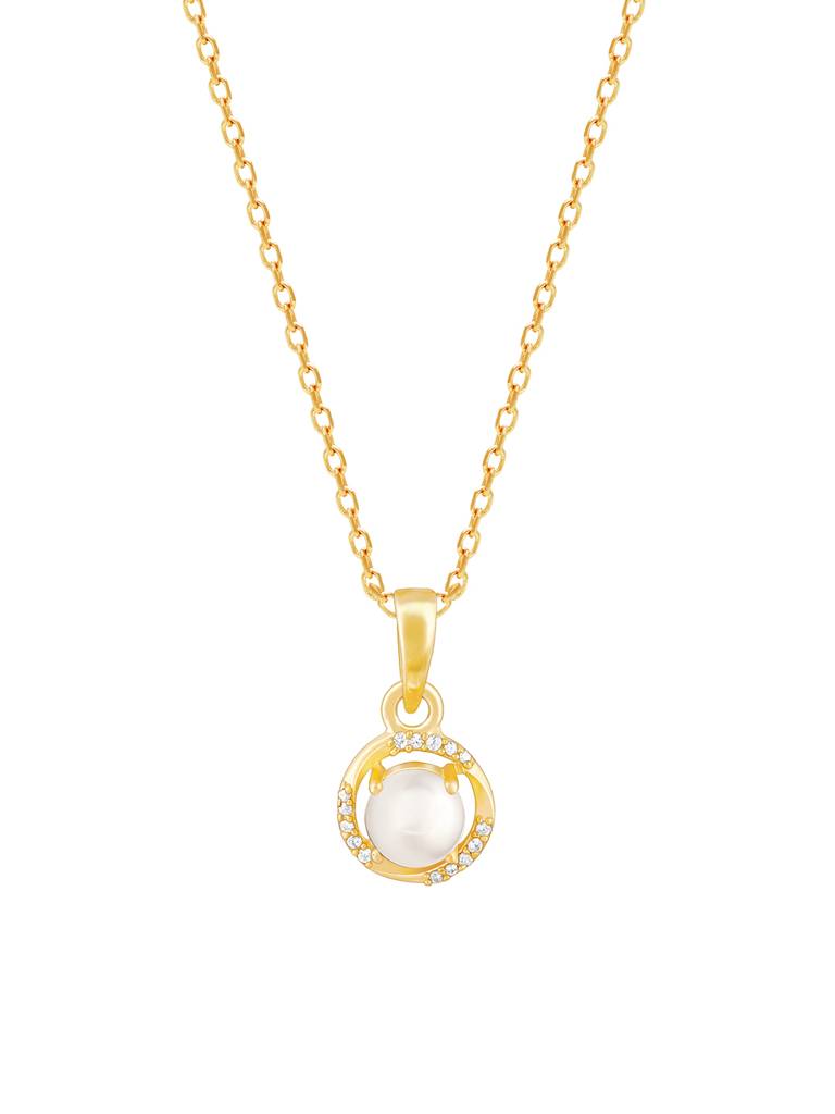 Giva 925 Sterling Silver Golden Gleaming Pearl Pendant With Link Chain