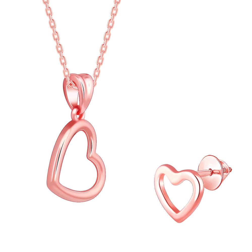 925 Silver Rose Gold Heartline Harmony Set| Gifts For Women And Girls : PD018ER0678