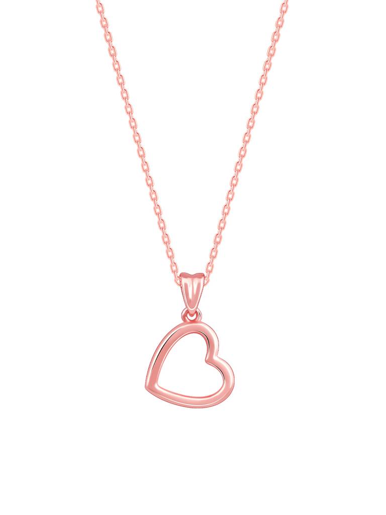 Silver Rose Gold Line Heart Pendant With Box Chain : PD018