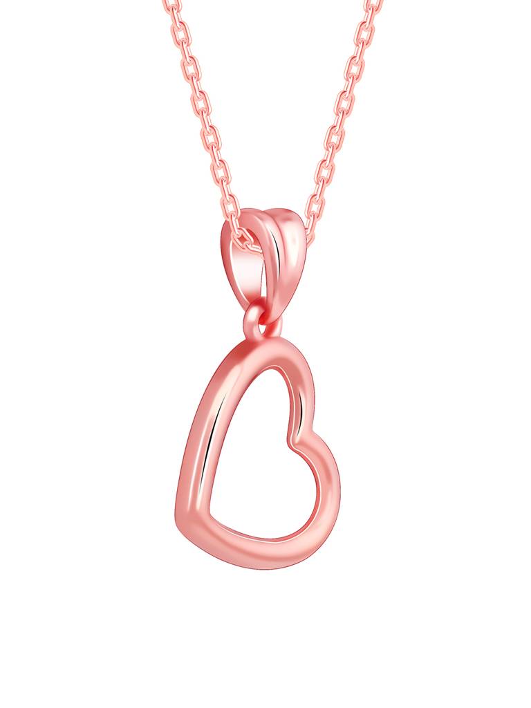 Silver Rose Gold Line Heart Pendant With Box Chain : PD018