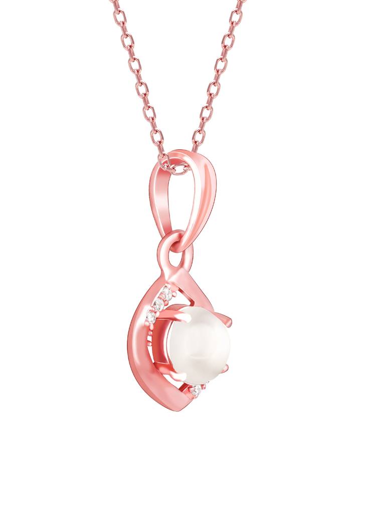 Giva 925 Sterling Silver Rose Gold Pearl Pendant With Link Chain