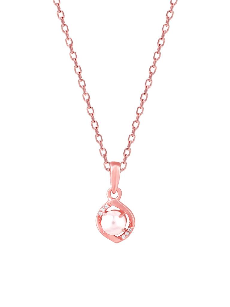 Giva 925 Sterling Silver Rose Gold Pearl Pendant With Link Chain