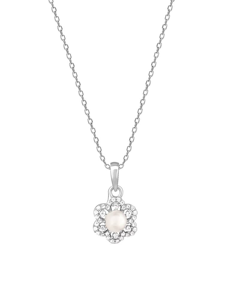 Giva 925 Sterling Silver Pearl Petal Pendant With Link Chain