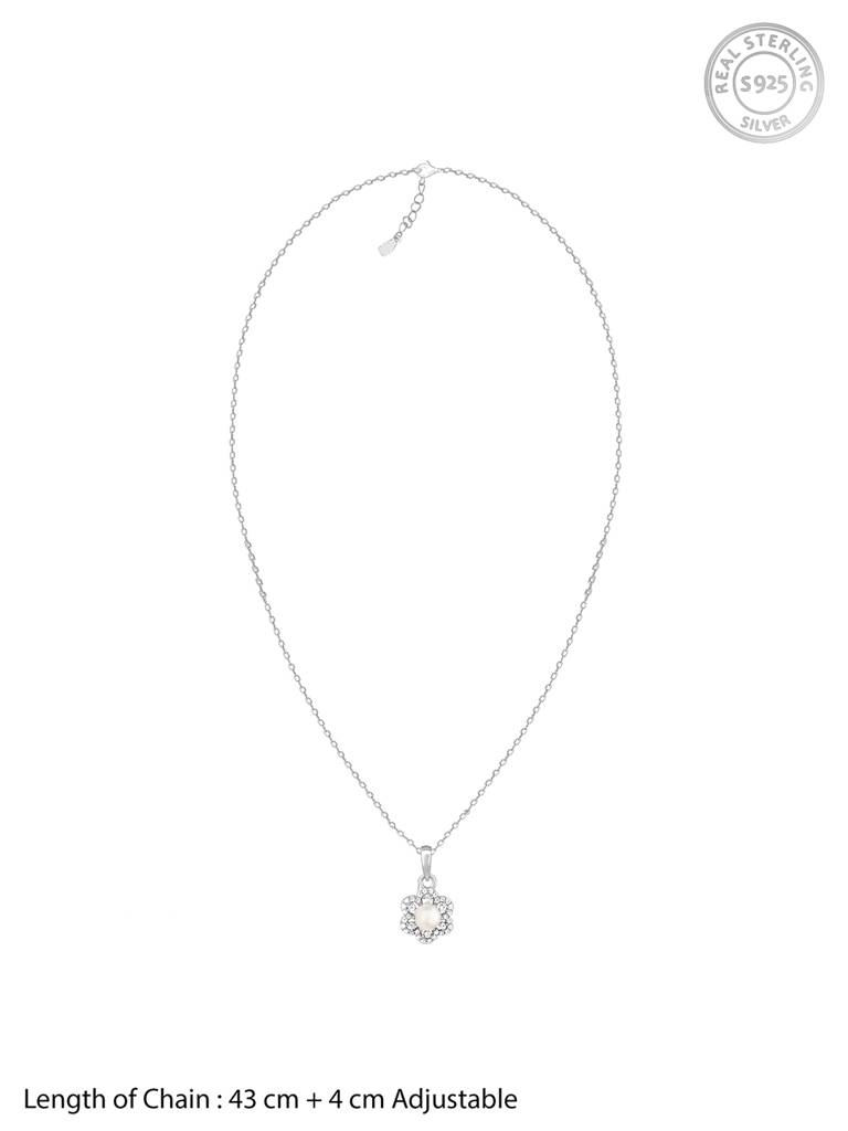 Giva 925 Sterling Silver Pearl Petal Pendant With Link Chain