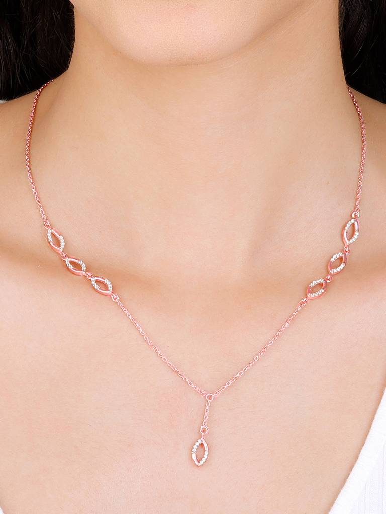 Giva 925 Sterling Silver Rose Gold Regal Radiance Bridal Necklace