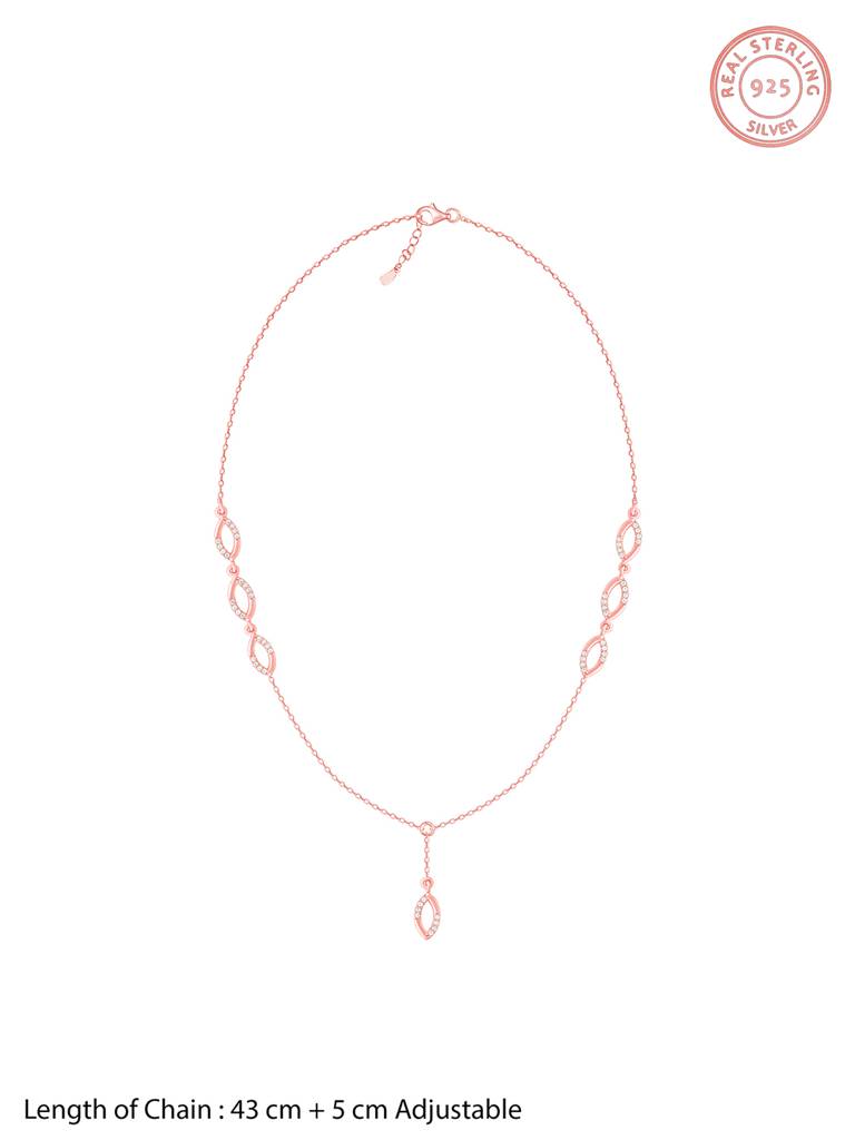 Giva 925 Sterling Silver Rose Gold Regal Radiance Bridal Necklace