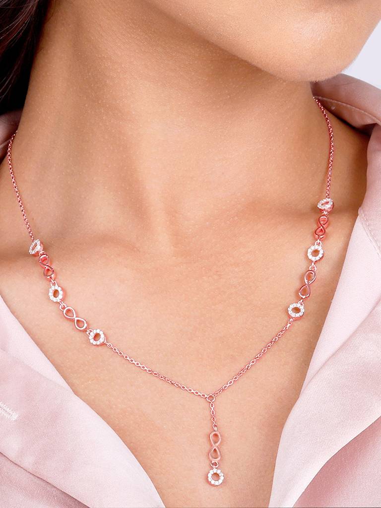 Giva 925 Sterling Silver Rose Gold Infinite Connections Necklace