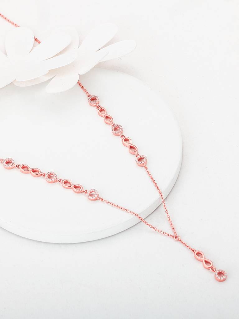 Giva 925 Sterling Silver Rose Gold Infinite Connections Necklace