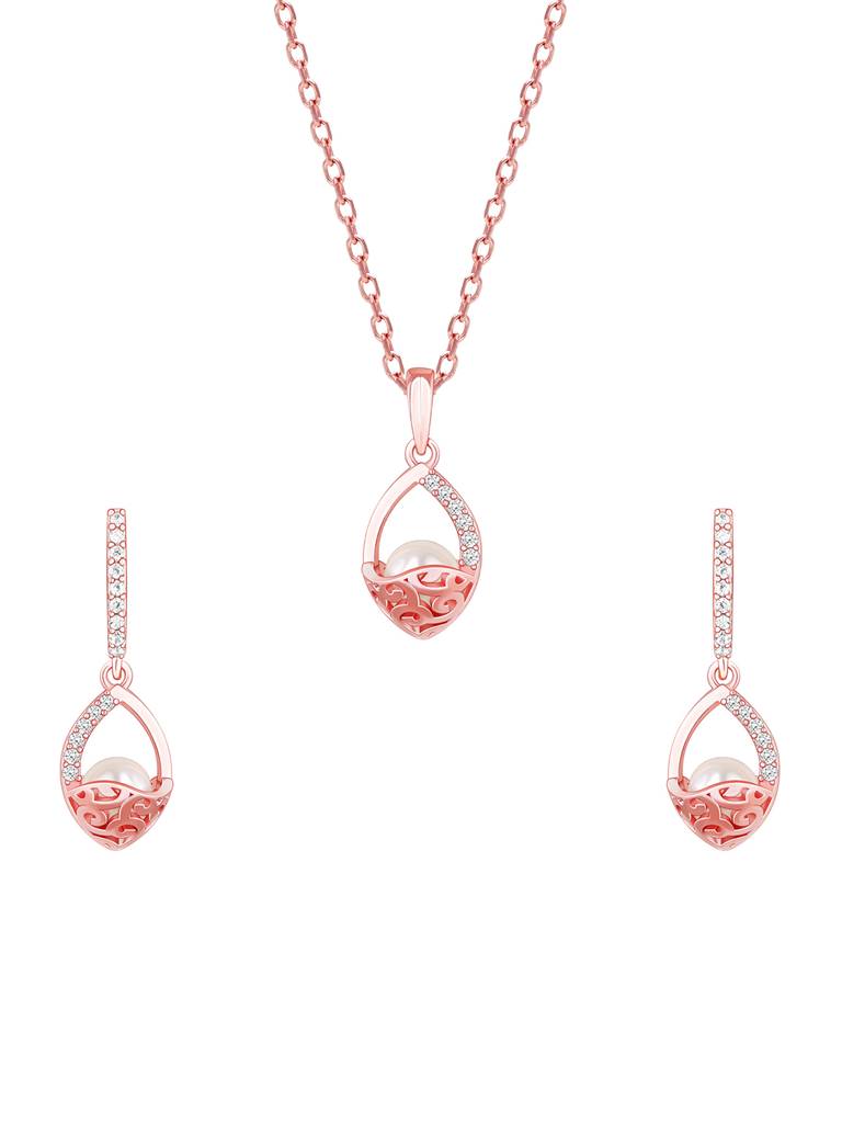 Giva 925 Sterling Silver Rose Gold I Care For You Set