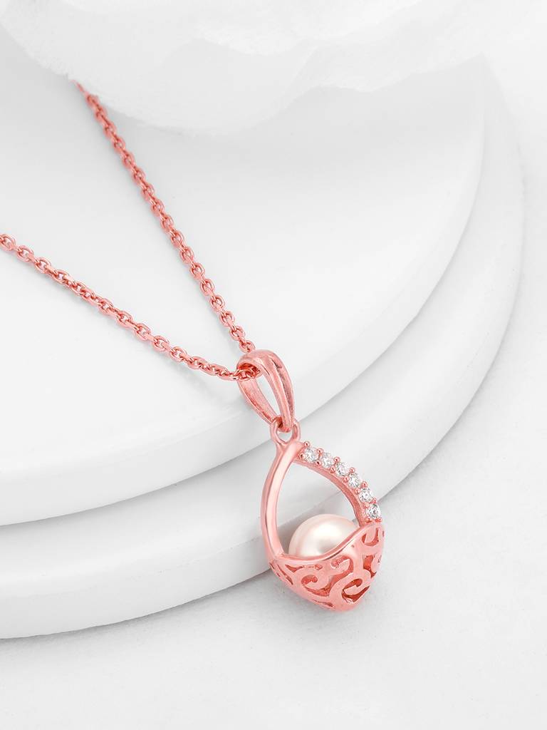 Giva 925 Sterling Silver Rose Gold I Care For You Pendant With Link Chain