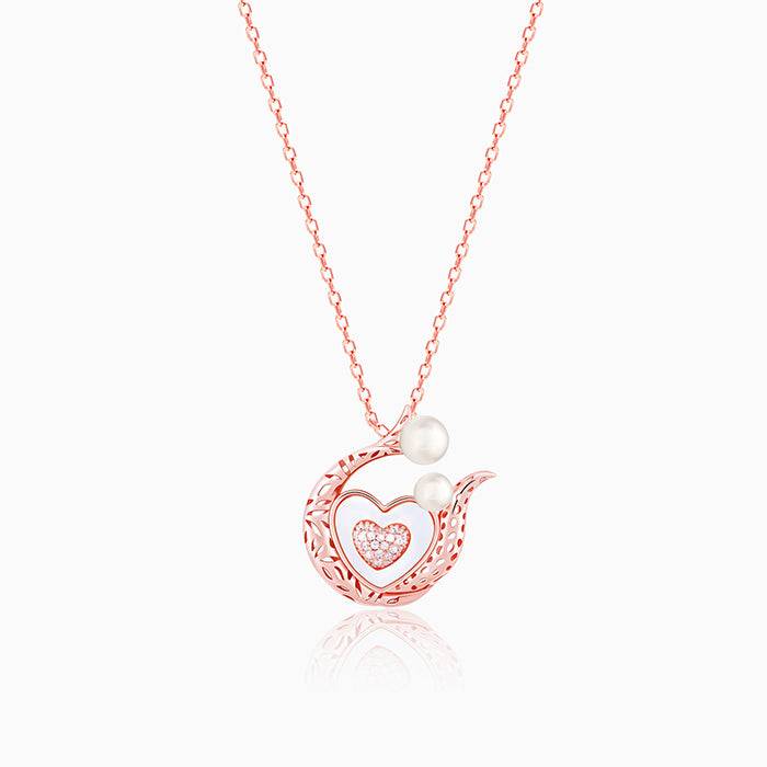 Giva 925 Sterling Silver Rose Gold Pearlescent Love Pendant With Link Chain| Necklace To G : PD01911