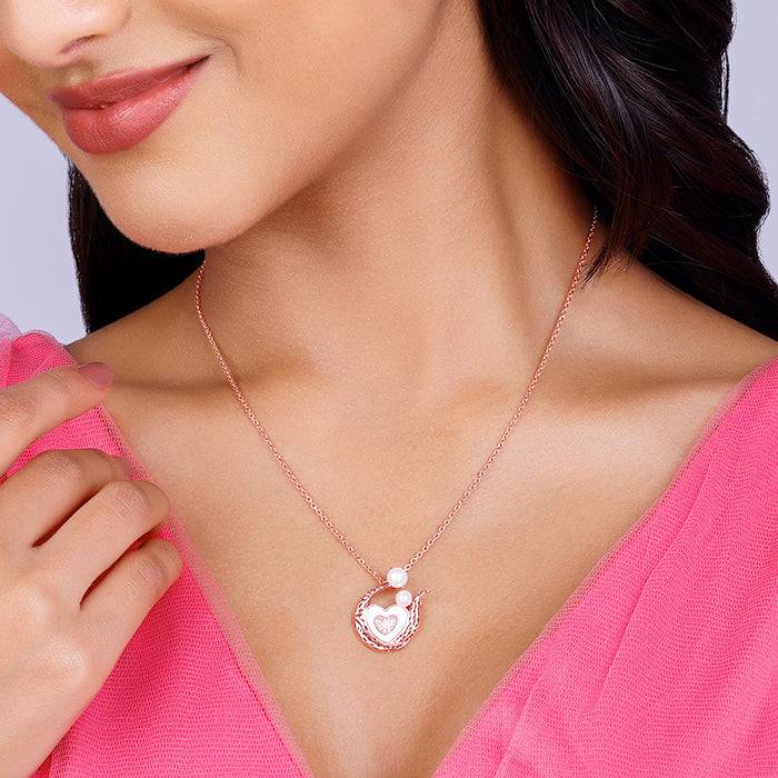 Giva 925 Sterling Silver Rose Gold Pearlescent Love Pendant With Link Chain| Necklace To G : PD01911
