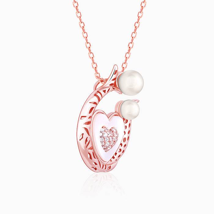 Giva 925 Sterling Silver Rose Gold Pearlescent Love Pendant With Link Chain| Necklace To G : PD01911