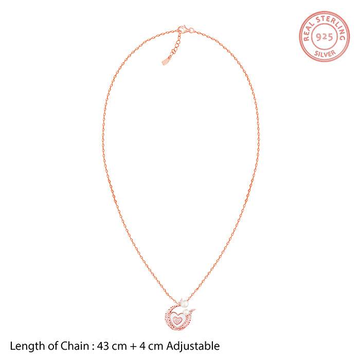 Giva 925 Sterling Silver Rose Gold Pearlescent Love Pendant With Link Chain| Necklace To G : PD01911