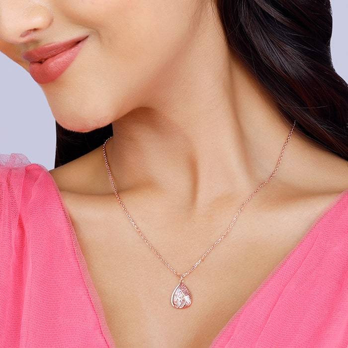 Giva 925 Sterling Silver Rose Gold Divine Bloom Pendant With Link Chain| Necklace To Gift  : PD01912
