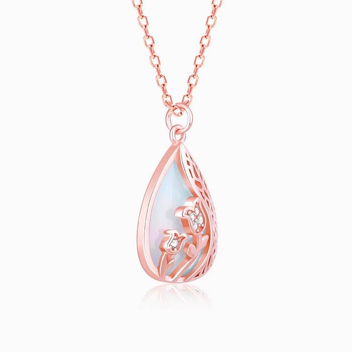 Giva 925 Sterling Silver Rose Gold Divine Bloom Pendant With Link Chain| Necklace To Gift  : PD01912