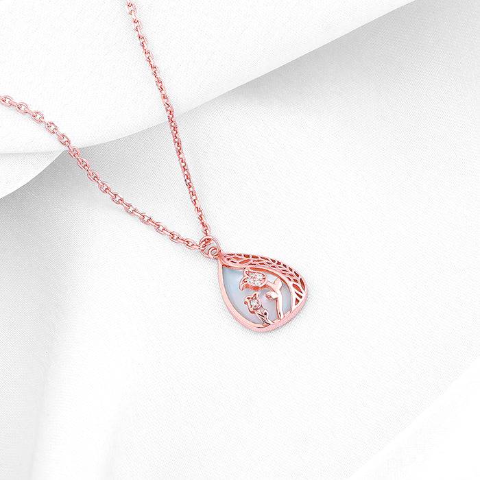 Giva 925 Sterling Silver Rose Gold Divine Bloom Pendant With Link Chain| Necklace To Gift  : PD01912