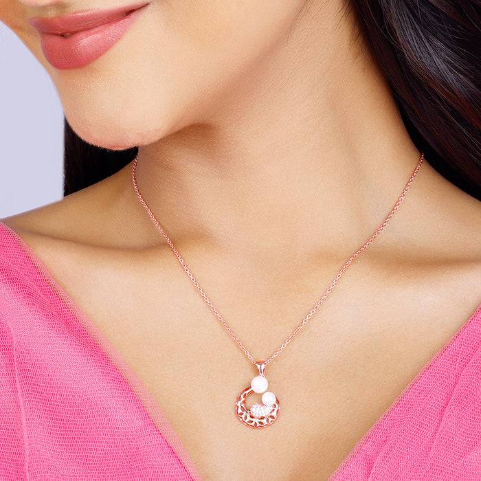 Giva 925 Sterling Silver Rose Gold Pearlescent Cuddle Pendant With Link Chain| Necklace To : PD01916