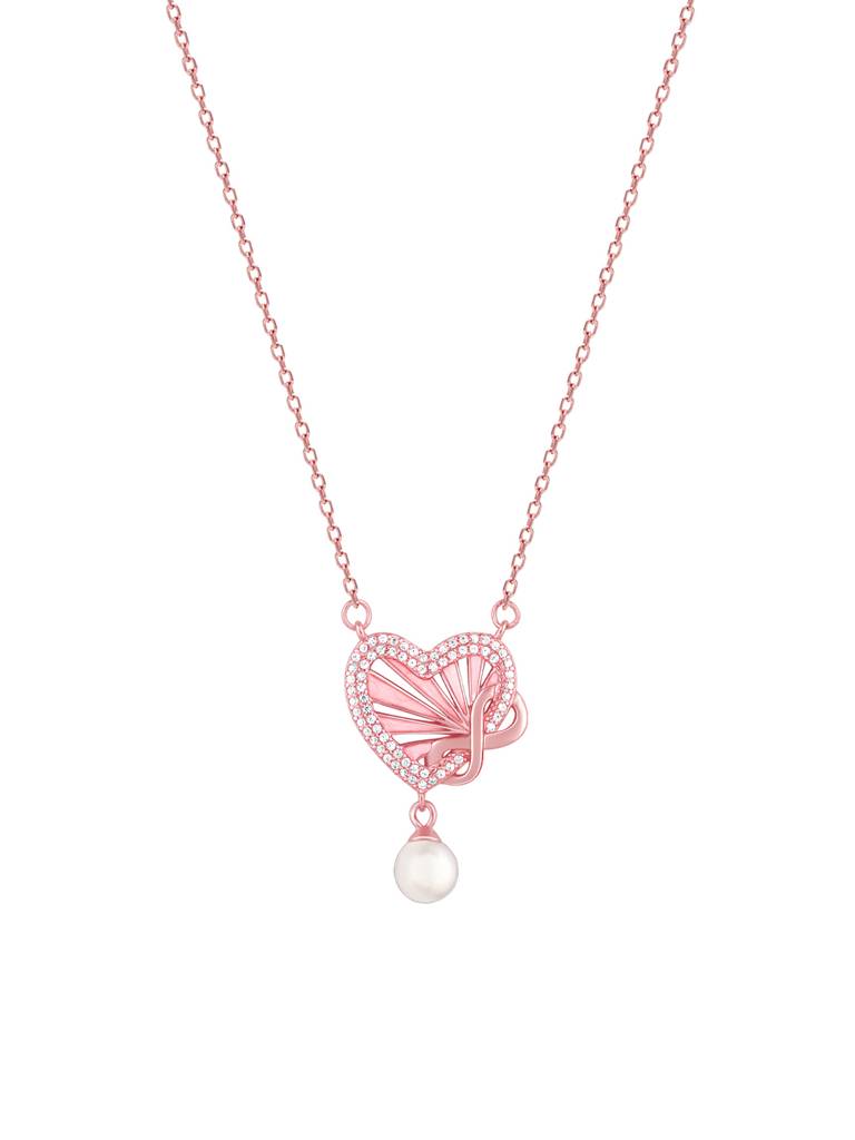 Giva 925 Sterling Silver Rose Gold Forever Heart Necklace