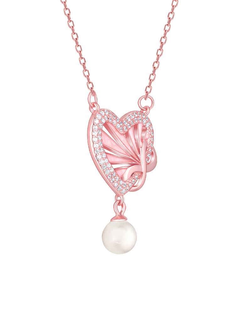 Giva 925 Sterling Silver Rose Gold Forever Heart Necklace