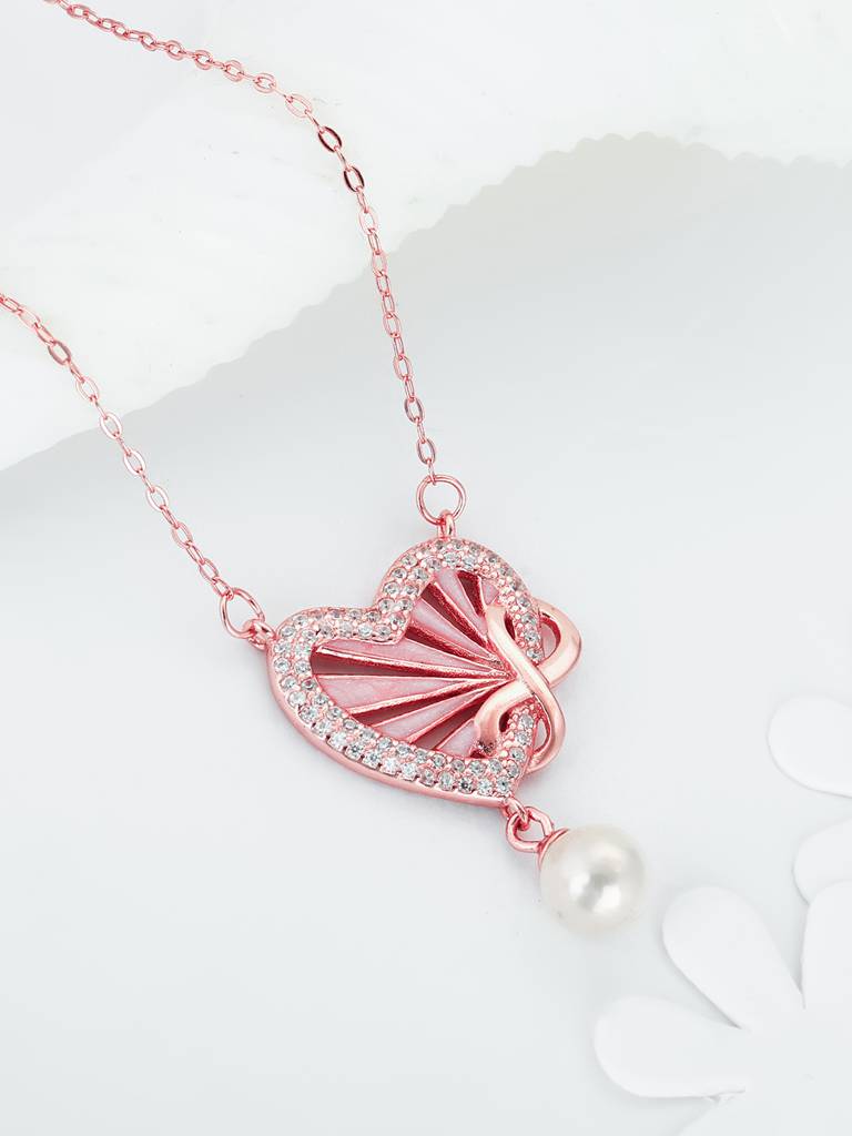 Giva 925 Sterling Silver Rose Gold Forever Heart Necklace