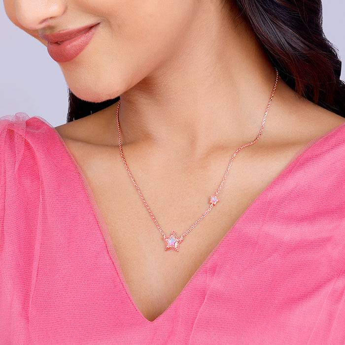 Giva 925 Sterling Silver Rose Gold Shooting Star Necklace| Pendant To Gift Women & Girls | : PD01921