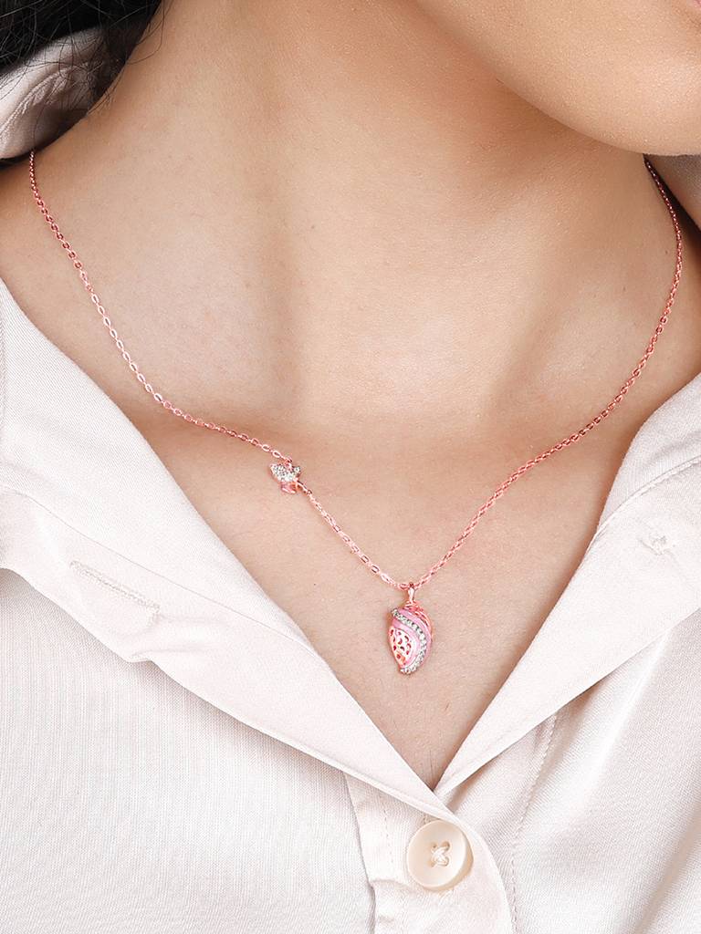 Giva 925 Sterling Silver Rose Gold Winged Beauty Necklace