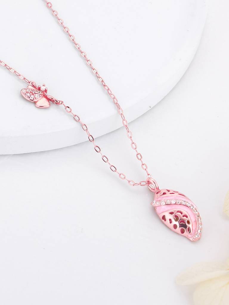Giva 925 Sterling Silver Rose Gold Winged Beauty Necklace