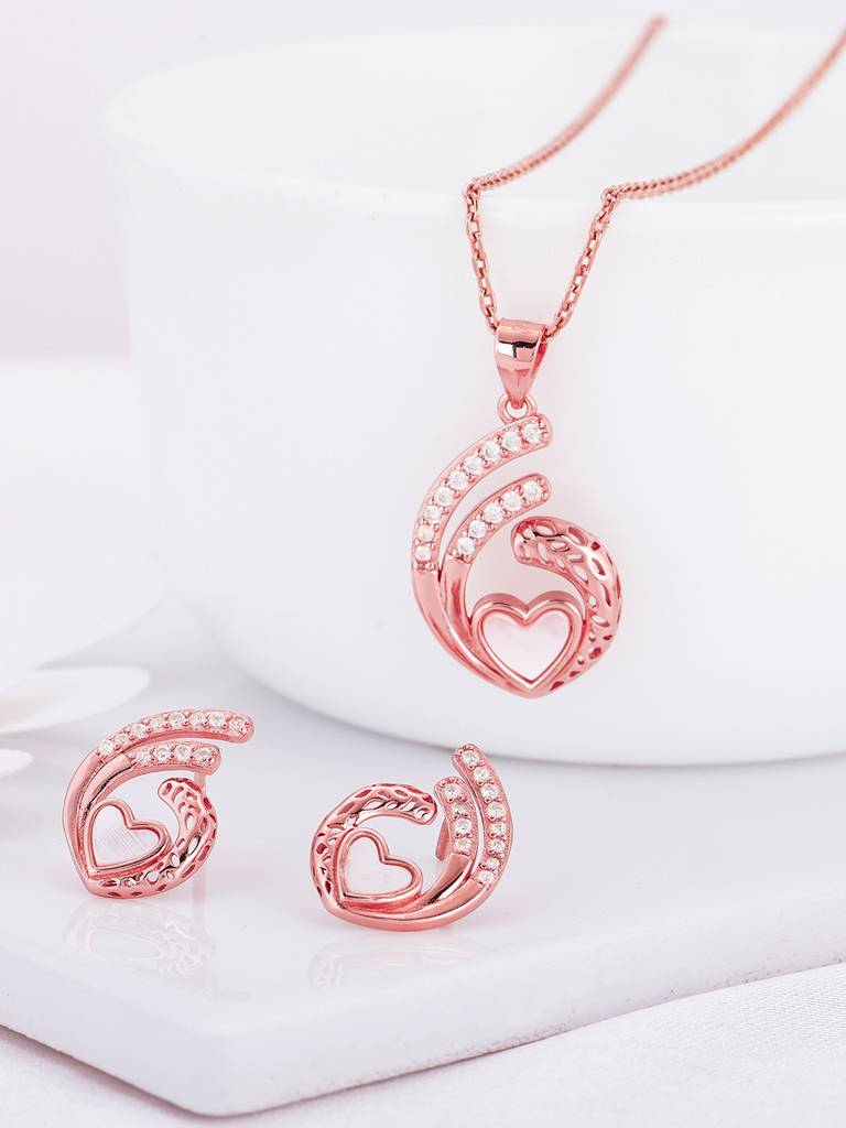 Giva 925 Sterling Silver Rose Gold Tender Affection Set
