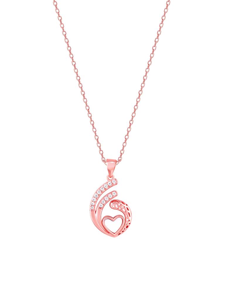 Giva 925 Sterling Silver Rose Gold Tender Affection Pendant With Link Chain