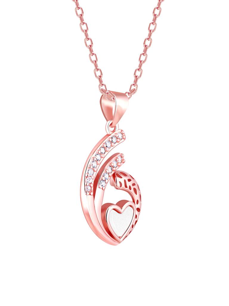 Giva 925 Sterling Silver Rose Gold Tender Affection Pendant With Link Chain
