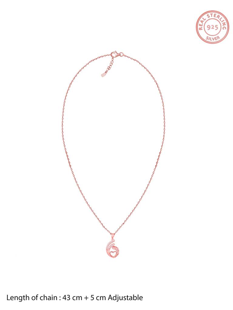 Giva 925 Sterling Silver Rose Gold Tender Affection Pendant With Link Chain