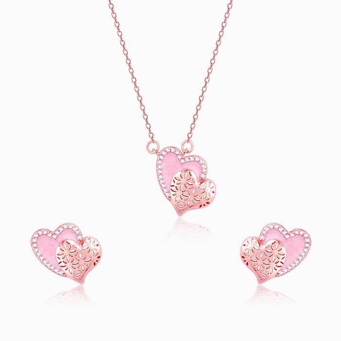 Giva 925 Sterling Silver Rose Gold Dual Heartbeat Set| Drops To Gift Women & Girls | With  : PD01925ER02061