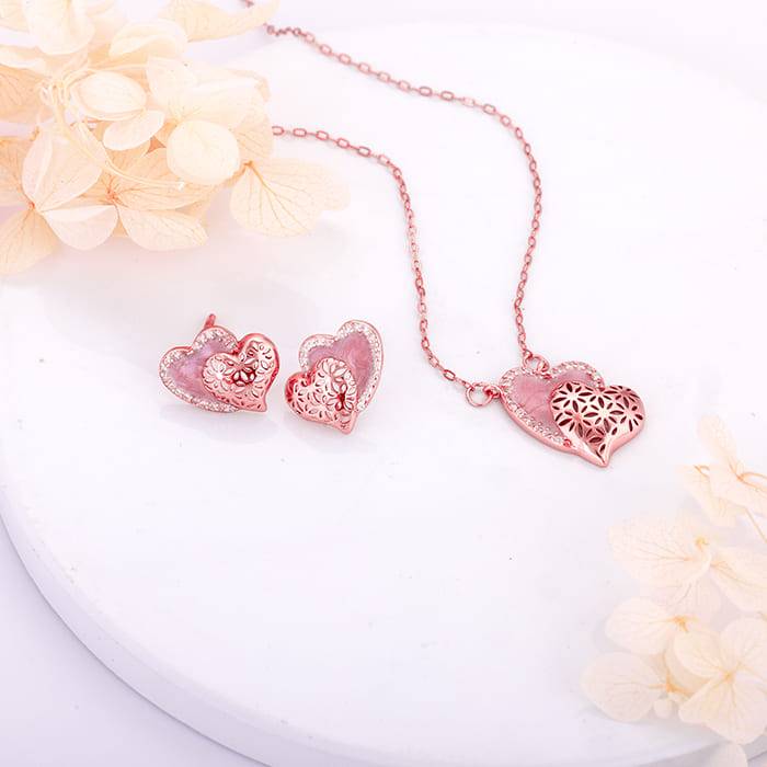 Giva 925 Sterling Silver Rose Gold Dual Heartbeat Set| Drops To Gift Women & Girls | With  : PD01925ER02061
