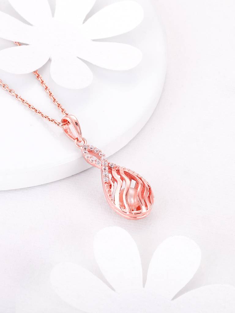 Giva 925 Sterling Silver Rose Gold Purity Of Love Pendant With Link Chain