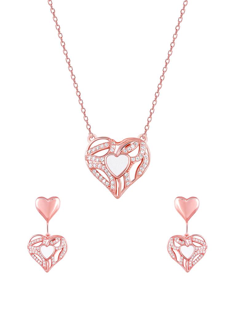 Giva 925 Sterling Silver Rose Gold Tender Heartbeat Set