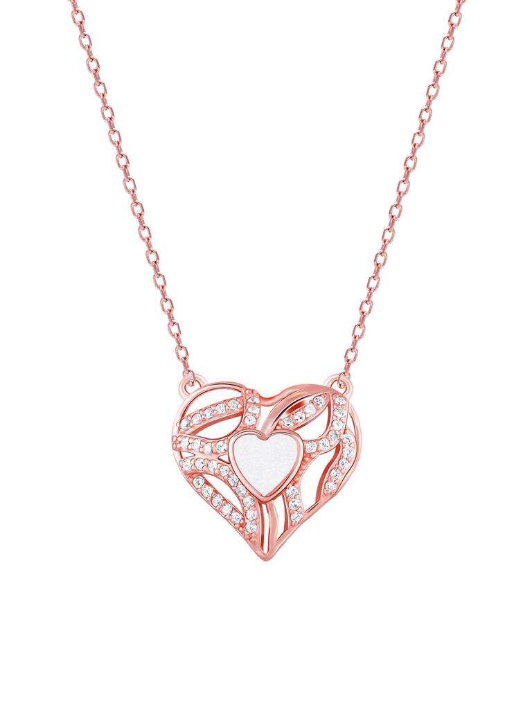 Giva 925 Sterling Silver Rose Gold Tender Heartbeat Necklace