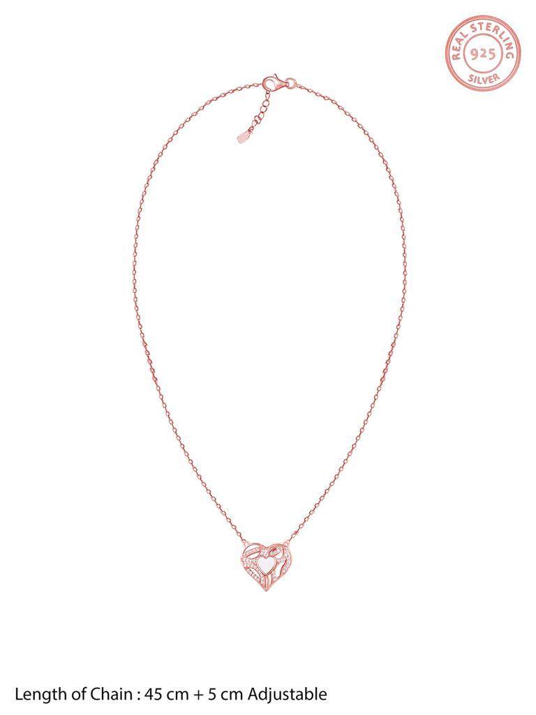 Giva 925 Sterling Silver Rose Gold Tender Heartbeat Necklace