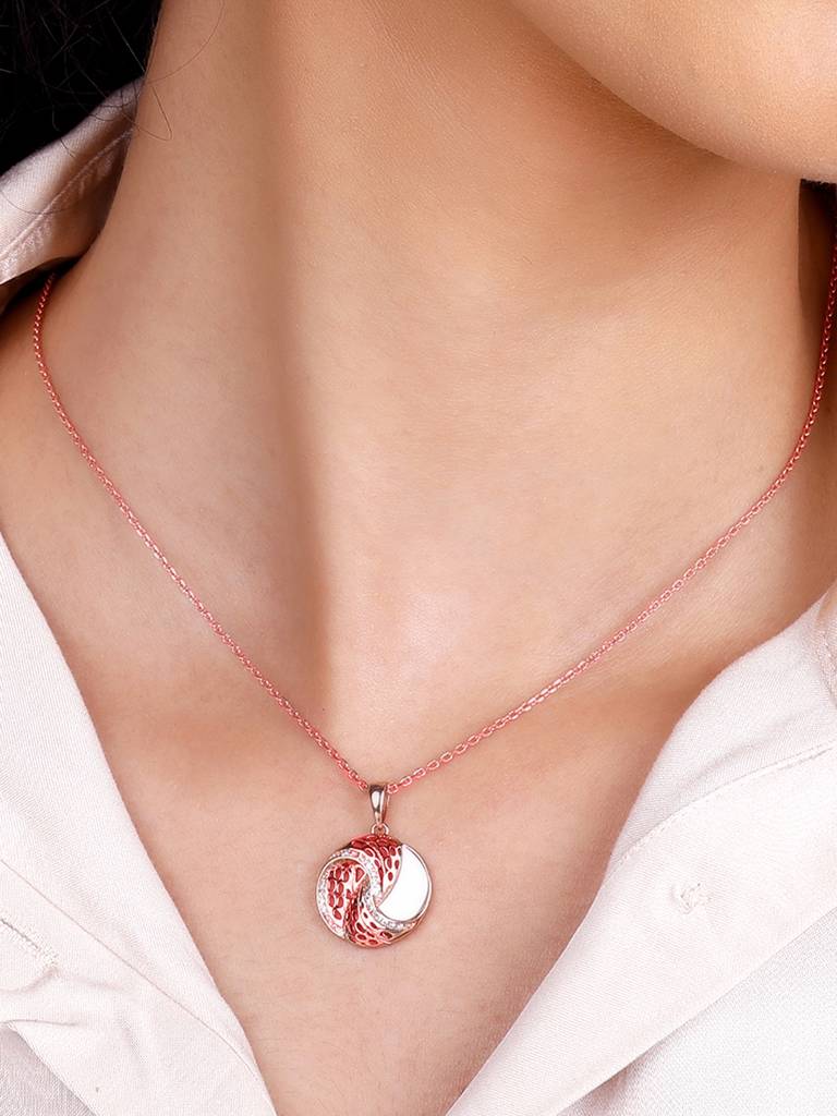 Giva 925 Sterling Silver Rose Gold Graceful Dreams Pendant With Link Chain
