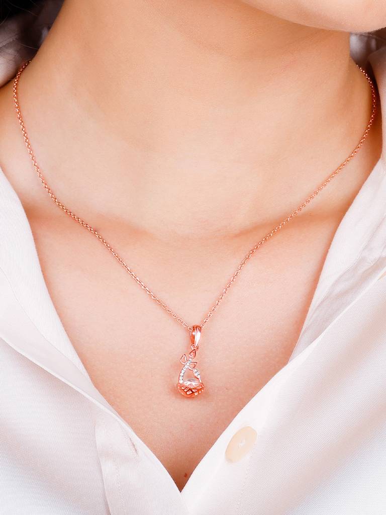 Giva 925 Sterling Silver Rose Gold Shield Of Love Pendant With Link Chain
