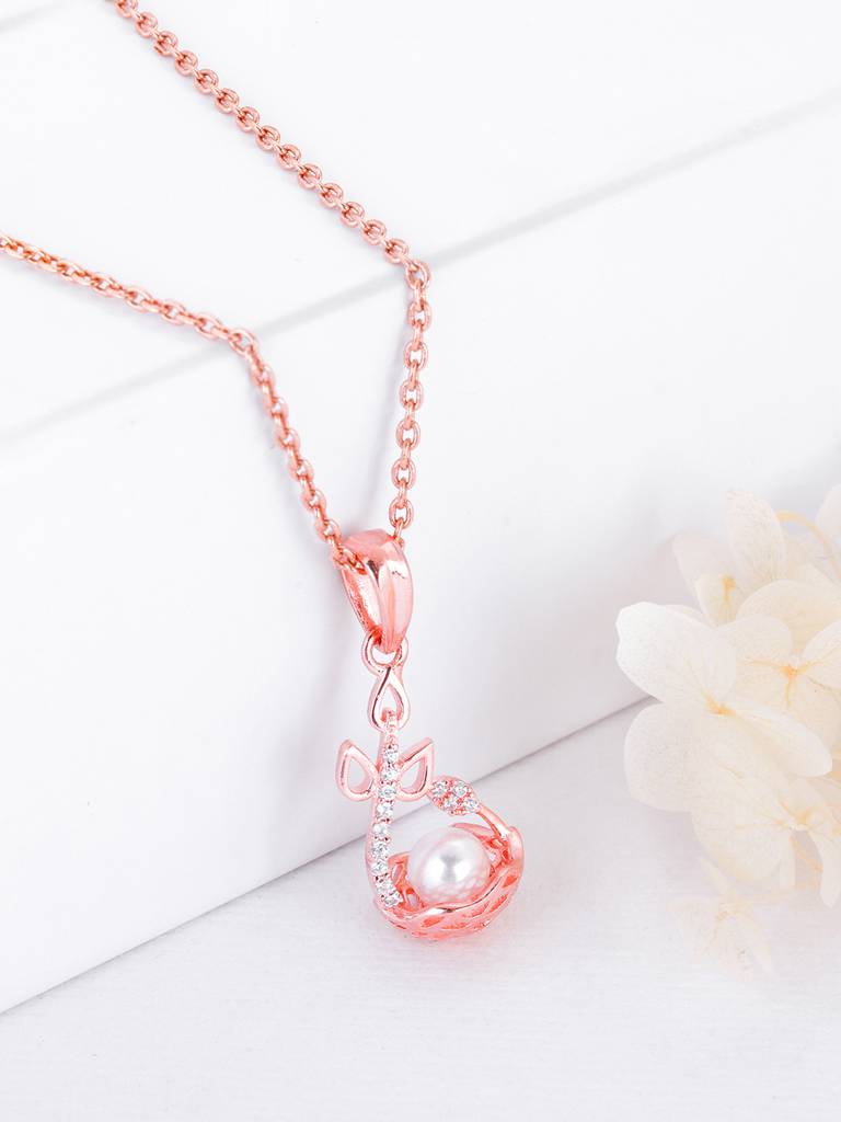Giva 925 Sterling Silver Rose Gold Shield Of Love Pendant With Link Chain