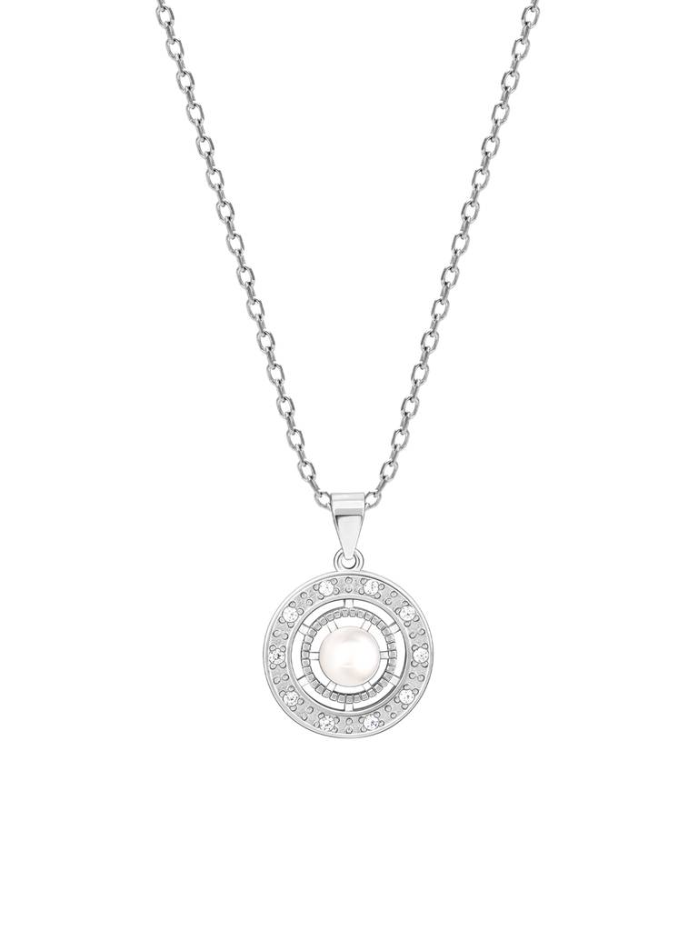 GIVA 925 Sterling Silver Pearl Concentric Pendant with Link Chain