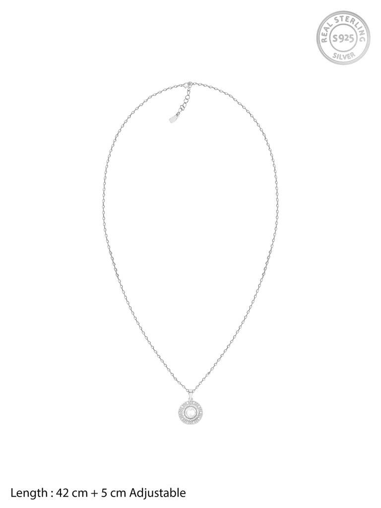 GIVA 925 Sterling Silver Pearl Concentric Pendant with Link Chain