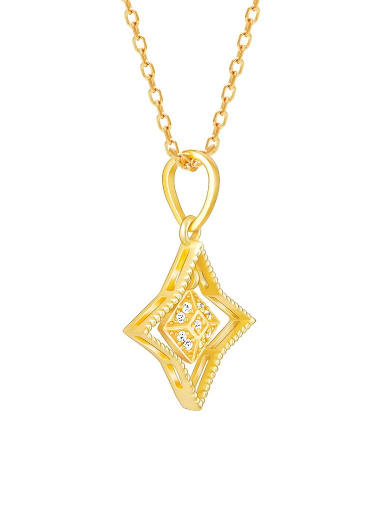Giva 925 Sterling Silver Golden Mystic Star Signature Pendant With Link Chain