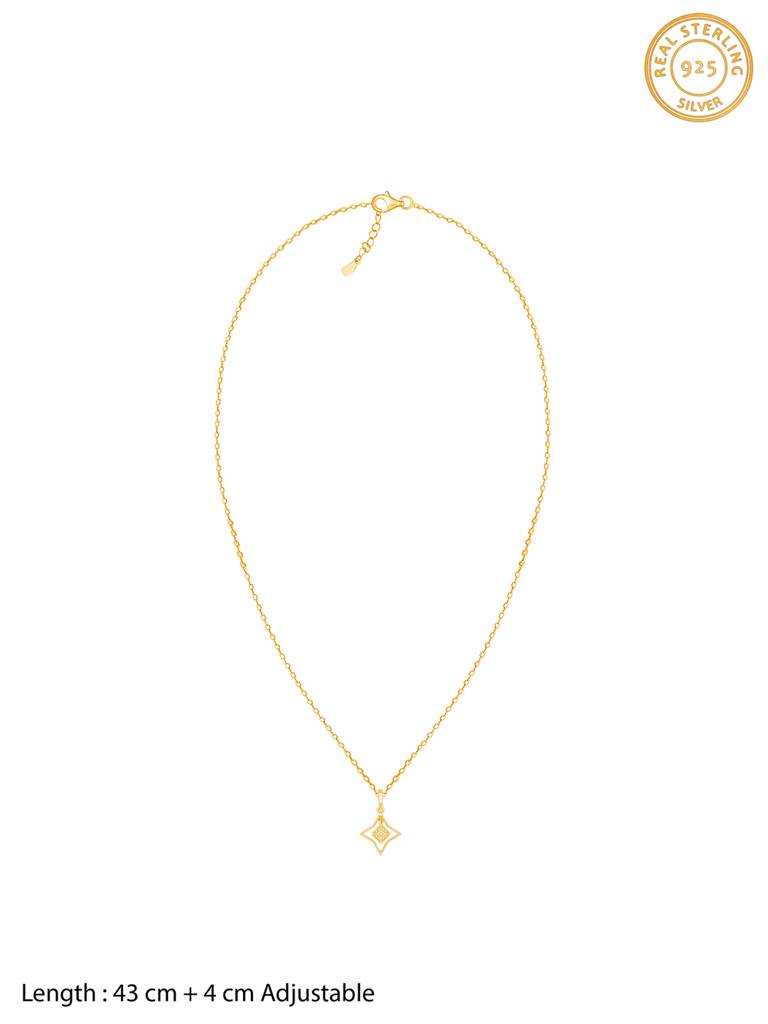 Giva 925 Sterling Silver Golden Mystic Star Signature Pendant With Link Chain