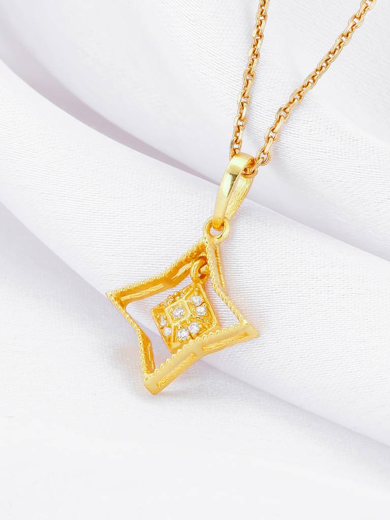 Giva 925 Sterling Silver Golden Mystic Star Signature Pendant With Link Chain