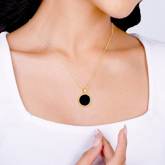 Giva 925 Golden Modern Monochrome Pendant With Link Chain| Necklace To Gift Women & Girls | With Certificate O : PD01955CH0143