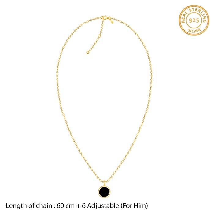 Giva 925 Golden Modern Monochrome Pendant With Link Chain| Necklace To Gift Men & Boys| With Certificate Of Au : PD01955CH0146