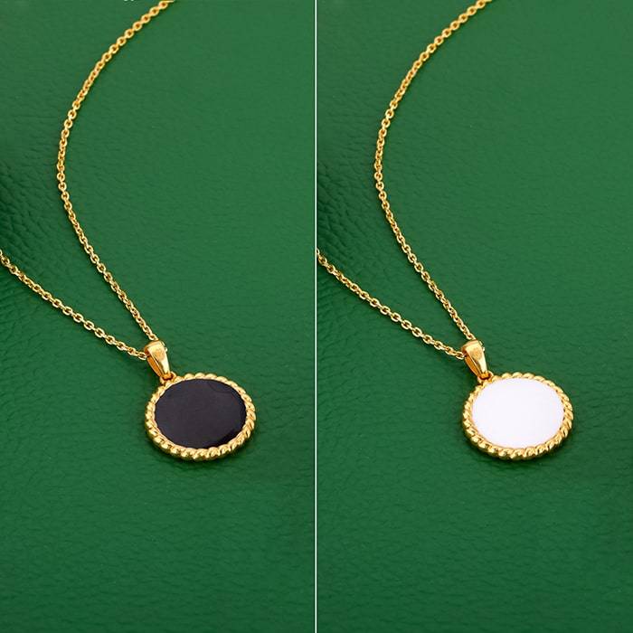 Giva 925 Golden Modern Monochrome Pendant With Link Chain| Necklace To Gift Men & Boys| With Certificate Of Au : PD01955CH0146